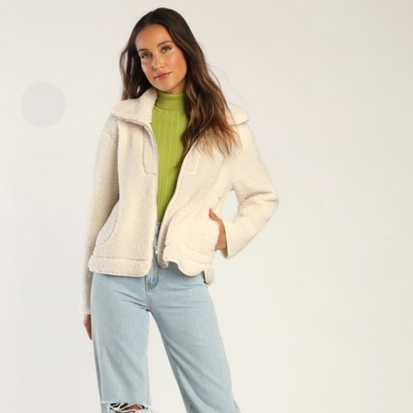 Lulus Jackets & Blazers - LULUS Cream Teddy Jacket